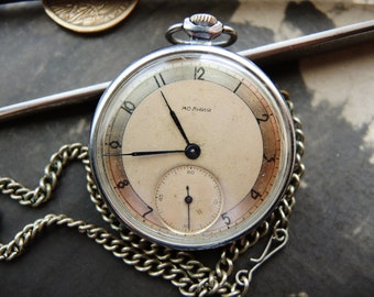 Vintage Soviet Union pocket watch MOLNIA Chchz / USSR era pocket watch / Russian Pocket watch Molnija Made in 1950s / collectible watch