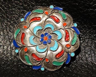 Antique Enamel Brooch Circa 1900