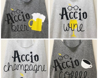 Harry Potter Shirt ; Accio Wine ; Harry Potter Tank Top ; Harry Potter Bachelorette ; Accio Coffee ; Accio Beer ; Wine Shirt ; Accio Shirt