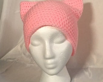Feminist hat pussyhat pussy cat hat pink cat ear hat feminist gift hipster beanie hat cat beanie hat pink pussy hat resist cat ear beanie