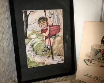 A 1930's Nursery pen and ink watercolour