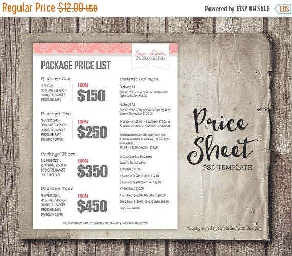 BLACK FRIDAY Sale Price Sheet Template by StudioTwentyNine