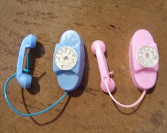 Miniature Telephone Phone Plastic Doll House Dollhouse Charm Phone Party Favor Topper (#354)