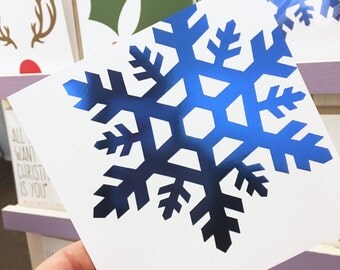 Blue Foil Snowflake Christmas card, Boyfriend/Girlfriend Christmas card, Shiny Festive Greeting Card