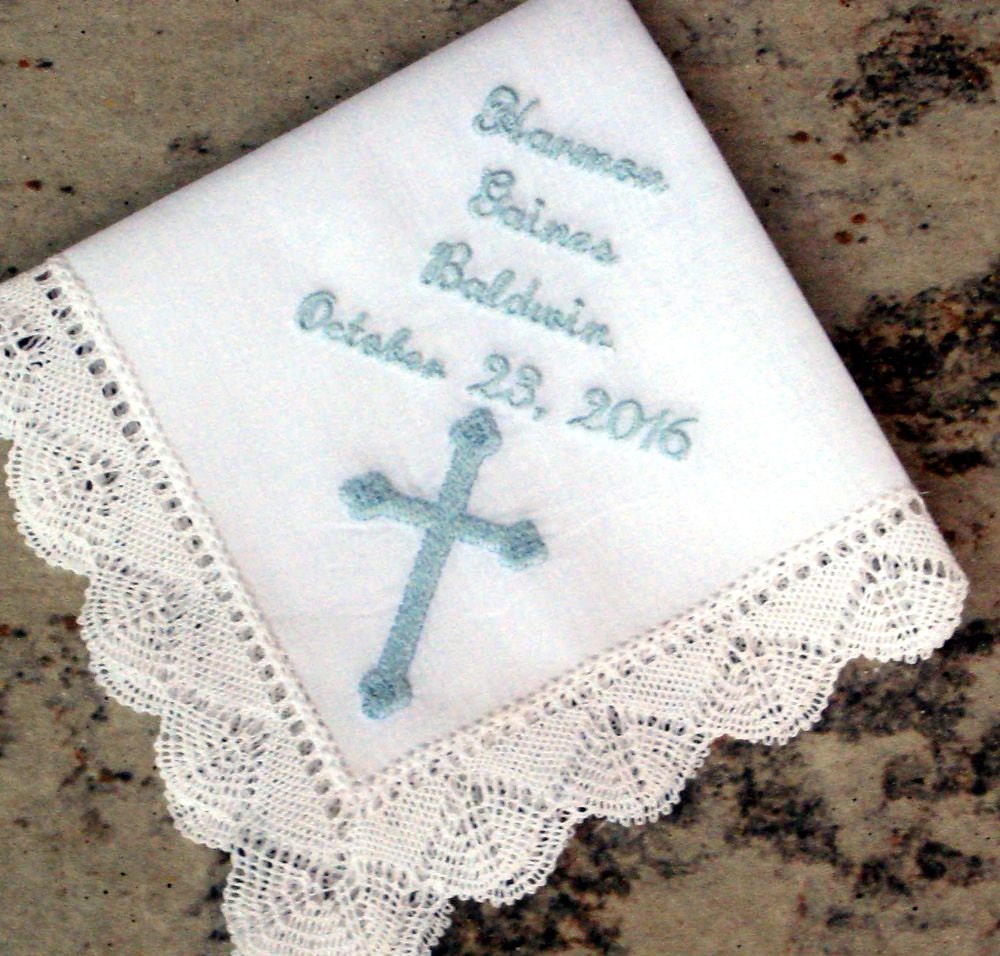 BAPTISM HANDKERCHIEF Christening by on Etsy