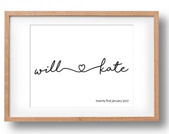 Personalised Engagement Gift | Couple's Name Print | Typography Art Print | Wedding Gift | Engagement Present | Digital File | 11x14in