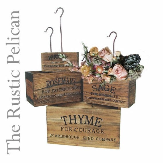 Rustic Wooden Herb Boxes Nesting Herb Boxes Set of 4