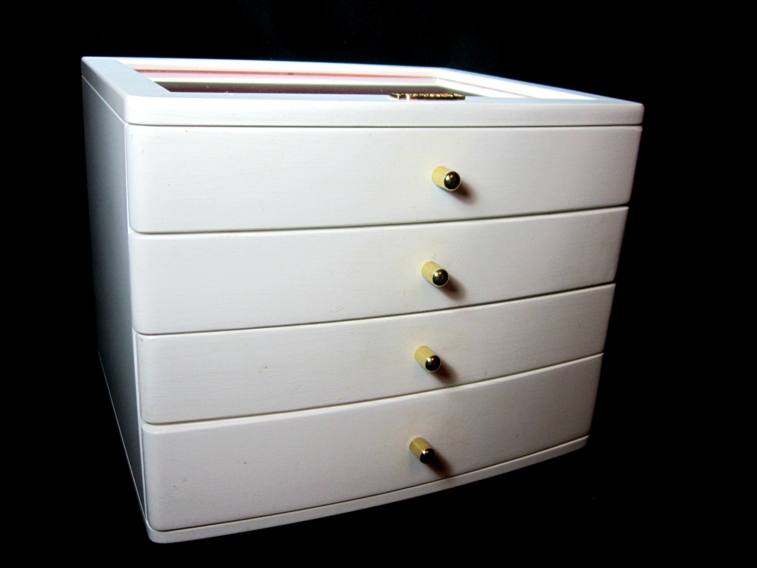 Large White Jewelry Box By Prestige Vintage White Jewelry