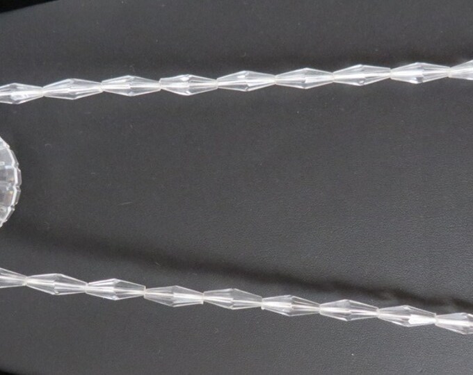 Vintage Clear Beaded Necklace, Disco Ball Beaded Plastic Necklace