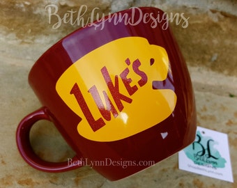 Glitter|Merlot | ORIGINAL Luke's Diner Mug | Big Mug | Lukes mug | Lukes Diner | Gilmore Girls| Inspired | Mug | VINYL decal logo BOTH sides