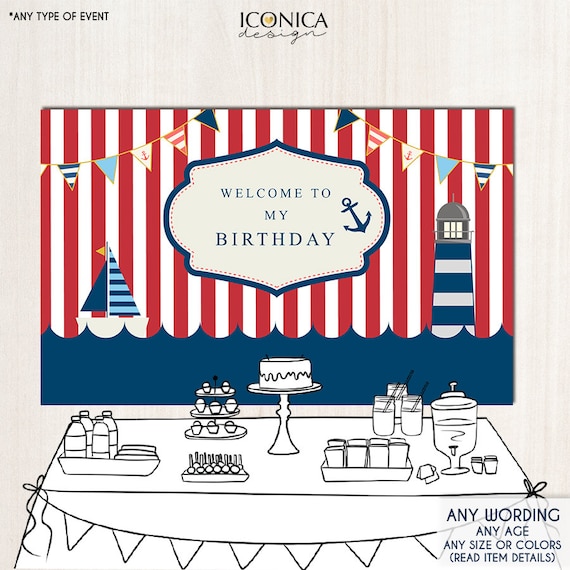 Nautical Birthday Printable Party Backdrop