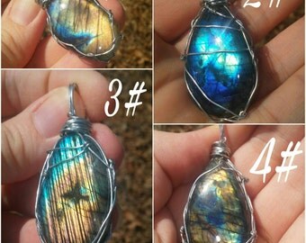 Gorgeous labradorite wire wrapped pendant necklace. 4 different kinds to choose from.
