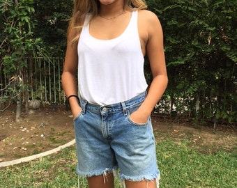 Levi's cut off shorts, 32", Jean shorts, blue denim, cut off's