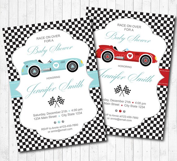 Race Car Baby Shower Invitations 3