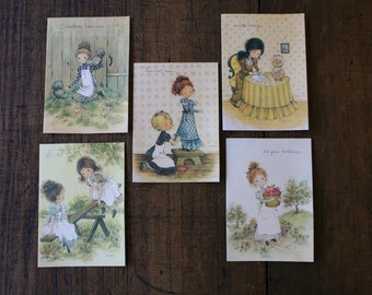 Child Birthday Holly Hobbie Card Unused Cute Greeting Card Ephemera with Envelope Children Illustration PRICE PER CARD