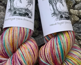 Hand Dyed Sock Yarn/Fingering Weight - 75/25 Superwash Merino/Nylon - May Pole