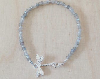 Bracelet with Dragonfly and labradoniet