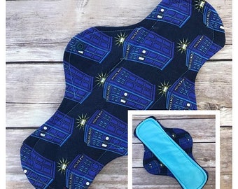 11" Flannel Tardis Cloth Menstrual Pad - Mama Cloth