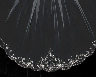 Beautifully Beaded Cathedral or Chapel Length Wedding Veil