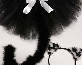 Cat costume, black white cat costume,adult cat costume, baby cat costume, halloween cat costume, black cat tutu, girl cat costume