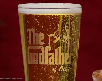 Godfather Pint Glass, Personalized Pint Beer Glass Godparent Gift, Custom Beer Glass Communion / Baptism Gift, Will you be my Godfather Gift