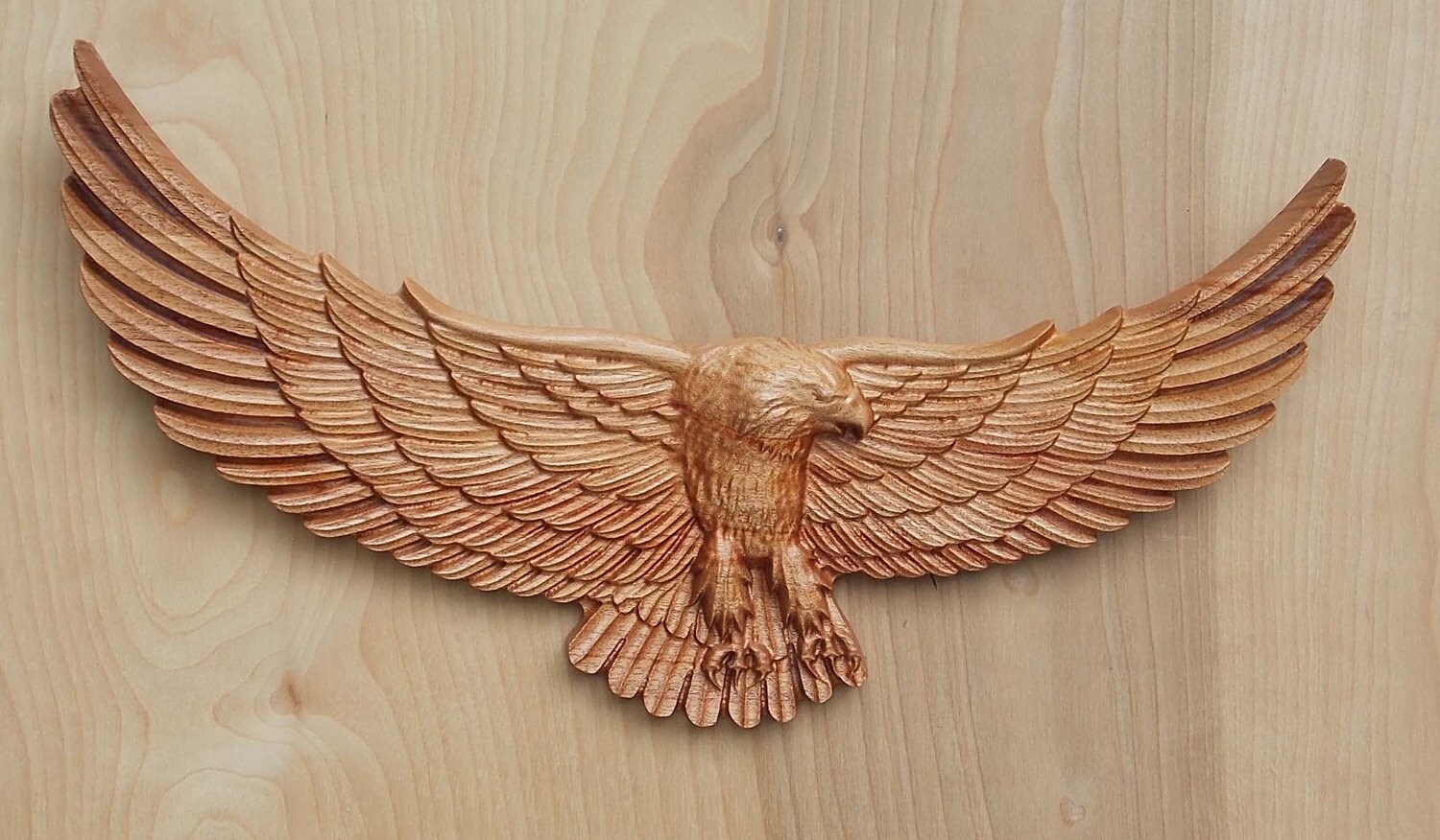 Wood Wall Art American Bald Eagle Wood Carving Wall Hanging