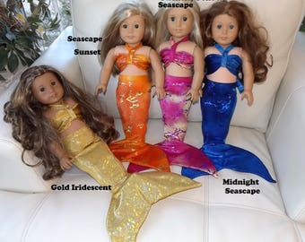 Mermaid Tail Doll Outfit for 18" dolls similar to American Girl. Mermaid Costume. Birthday Gifts!
