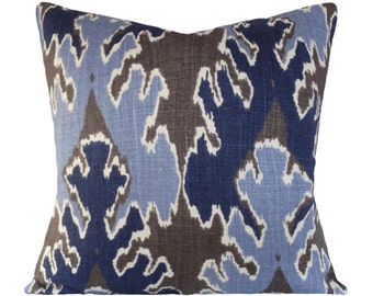 Kelly Wearstler Blue Gray Bengal Bazaar Decorative Pillow Cover - Lee Jofa Groundworks - Throw Pillow - Solid Back - ALL SIZES AVAILABLE