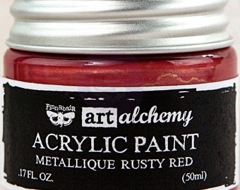 Finnabair Art Alchemy Metallique Prima Metallic Acrylic Paint 1.7 oz RUSTY RED #963156