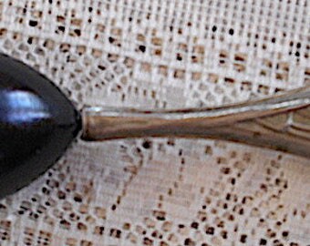 Antique Victorian Wooden Darning Egg, Sock Darning Tool, With Silver Handle, Darning tool