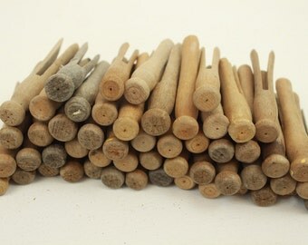 Vintage Clothespins, Lot of 52, Used, Wood, Worn, Aged, Wooden, Set of 52, for Laundry or Crafts