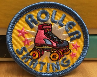 Roller Skating Patch (1) - pink round yellow awesome bright fun scout kjallraven Hershel