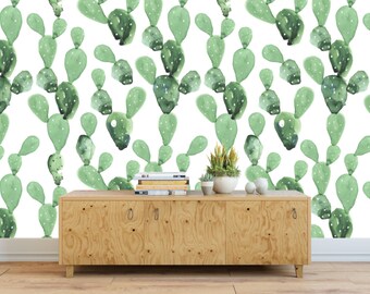 Self adhesive Cactus pattern Wallpaper / Cacti Removable Wallpaper / Wall Mural / Cactus Wall sticker / Temporary Wallpaper / Cactus decor