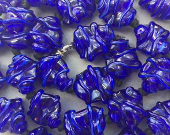 1950's Royal Blue Glass Beads Necklace