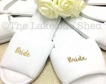 Bridal slippers | Bridal Party Slippers | Hen Party Slippers | Personalised Spa Slippers | Wedding Slippers | Spa Slippers | Bridesmaid Gift
