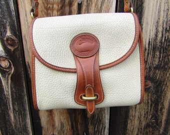 Dooney & Bourke ~ Essex Bag ~ Bone ~ Tan ~ Vintage ~ Recycled ~ Good Condition ~ Medium Size ~ 8" X 8" X 4"