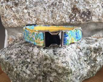 Spring Flowers Fabric Dog Collar Fully Lined XS-XL