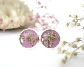 Botanical Resin Earrings - Real Flower Earrings - Botanical Earrings - Resin Flower Earrings - Nature Stud Earrings - Queen Anne Jewelry