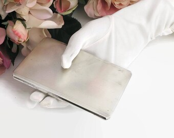 Sterling silver cigarette case, engine turned pattern on both sides, gold washed interior, large, heavy, 172 gms, Birmingham, 1946