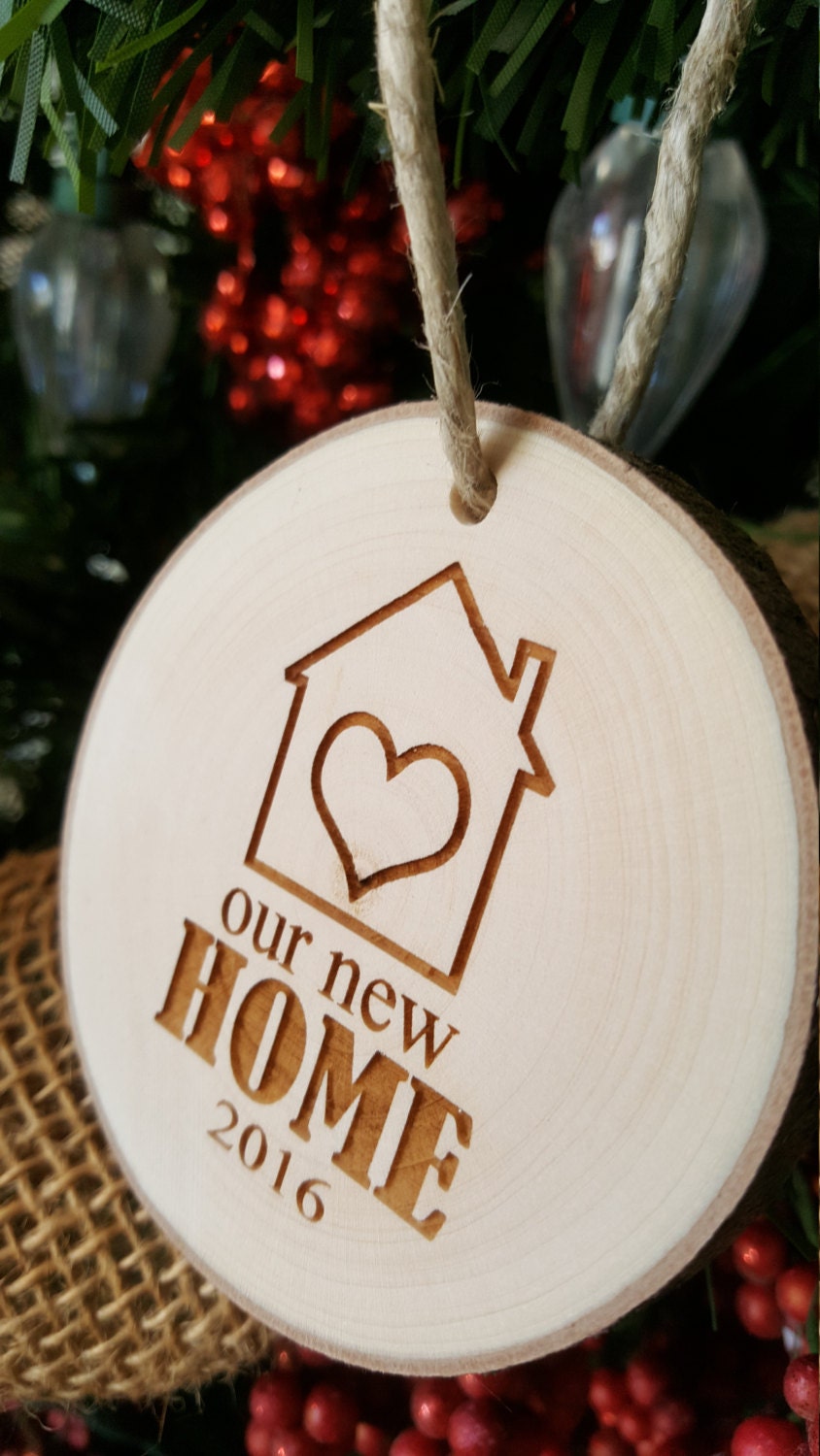 Our New Home Christmas Ornament Engraved Wood by NeedmoreHeart