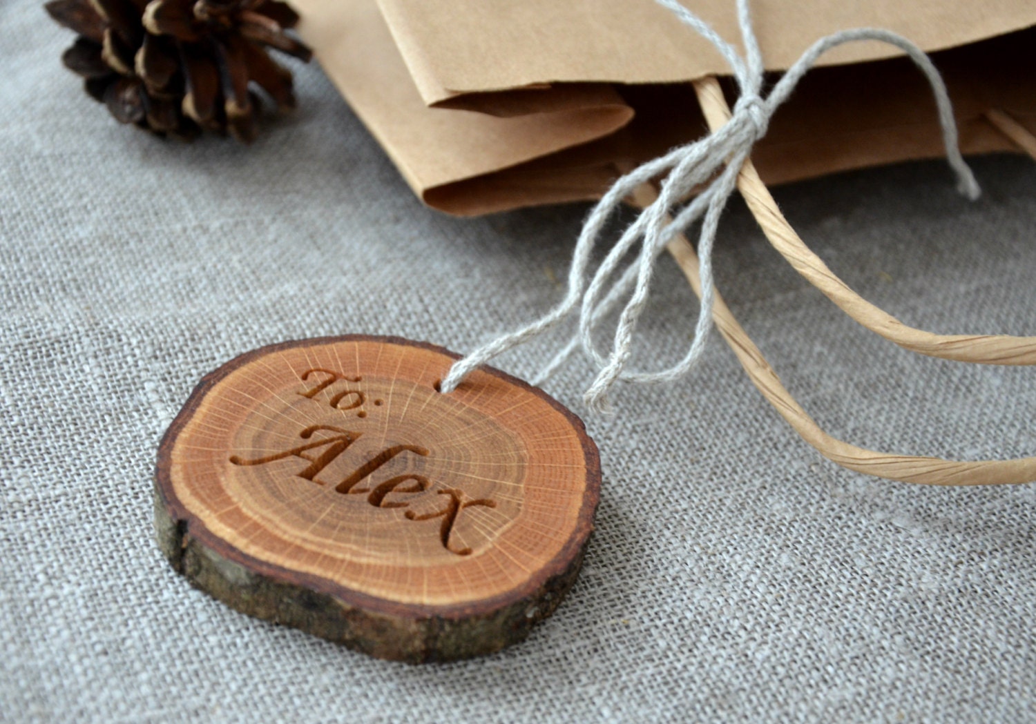 14 Personalized Wood Slice Gift Tag for Valentines Day Wedding