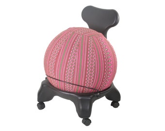 55cm Ball Chair Cover, balance ball cover, exercise ball cover, fitness ball cover, yoga ball cover - Pink Garden