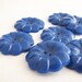 12 blue flower buttons, medium large celluloid buttons in flower shape, 23 mm - 7/8"