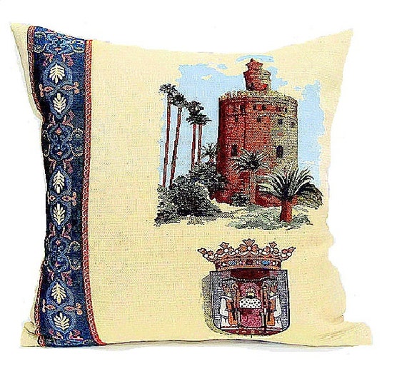 Seville Spain throw pillow 18x18 pillow cover Rustic