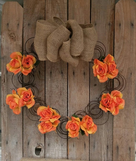 Bed Spring Wreath Repurposed Bed Springs Orange by FunkyJunktique