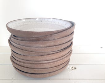 Handmade Pottery White Stoneware Pasta Plate