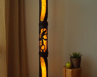 Reclaimed Wood Furniture, Floor Lamp, Standing Lamp, Bamboo Furniture, Shade Lamp, Rustic Home Decor, Paper Lamp, Yoga Studio Decor