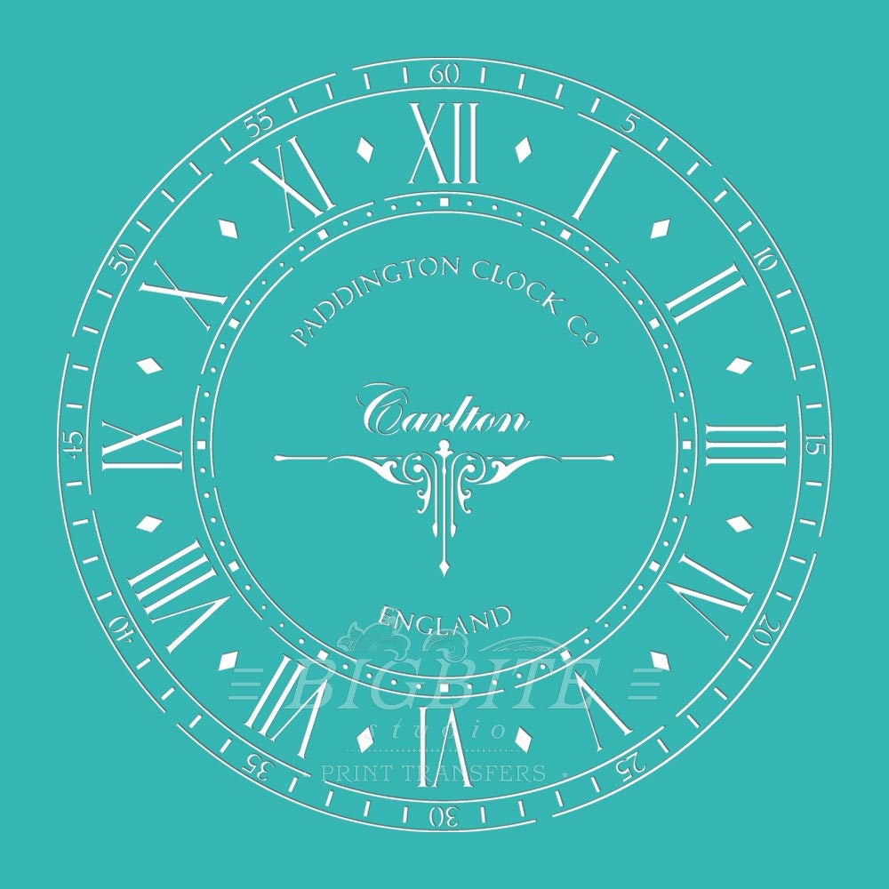 Old Clock Face Vintage Stencil Furniture Print Transfer 068