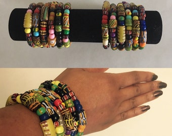 African Bracelet, Trade Beads, Stackable Bracelets,Krobo bead bracelet, Colorful Bracelets, African Jewelry,Beaded bracelets,Gift,Artisan