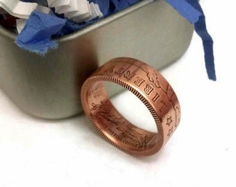 1/4 oz. .999 Fine Copper Incuse Indian Coin Ring, Native American Coin Ring, Vintage style Jewelry, Indian Head Ring, Coin Ring